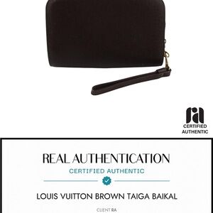 Louis Vuitton Deep Brown Taiga Zip Wristlet